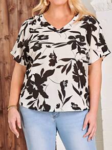 SHEIN LUNE Áo sơ mi Plus Size Hoa Tất cả trên in Boho - Nhiều màu - Xem 4