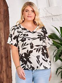 SHEIN LUNE Áo sơ mi Plus Size Hoa Tất cả trên in Boho - Nhiều màu - Xem 3