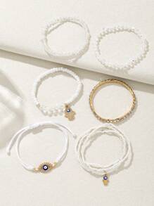 9 Cái/bộ Quyến Rũ Mắt Chi Tiết Kim Cương Giả Bàn Tay Hamsa Charm Vòng Tay Cho Nữ Trang Trí Hàng Ngày - Nhiều màu - Xem 2