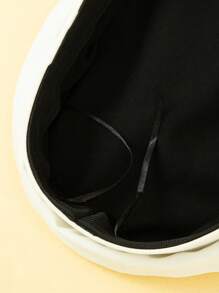 1入組女士們白色金屬五尖星形裝飾平頂形短邊緣遮陽板時尚報童帽適用於日常穿著 - 白色 - 查看 2