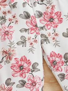 SHEIN Baby Girl Floral Printed Overalls Jumpsuit