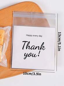 100pcs Slogan Graphic Candy Packaging Bag, Modern Plastic Candy Packaging For Party - White - View 3