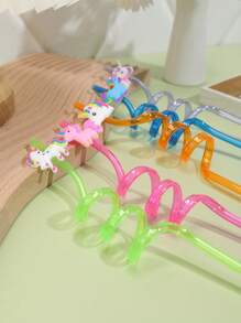 5入組/套PVC吸管卡通獨角獸裝飾吸管飲用 - 彩色 - 查看 2