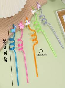 5入組/套PVC吸管卡通獨角獸裝飾吸管飲用 - 彩色 - 查看 3