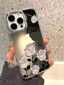 1pc Pink Rose Acrylic Shockproof Case Compatible With Iphone15pro, 14promax, 13, Creative Iphone12/11