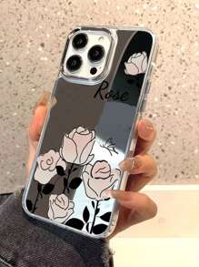 1pc Pink Rose Acrylic Shockproof Case Compatible With Iphone15pro, 14promax, 13, Creative Iphone12/11