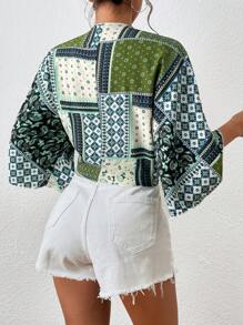 Chiquease Áo nữ Thắt nơ trước Paisley Họa tiết khăn Boho - Nhiều màu - Xem 2