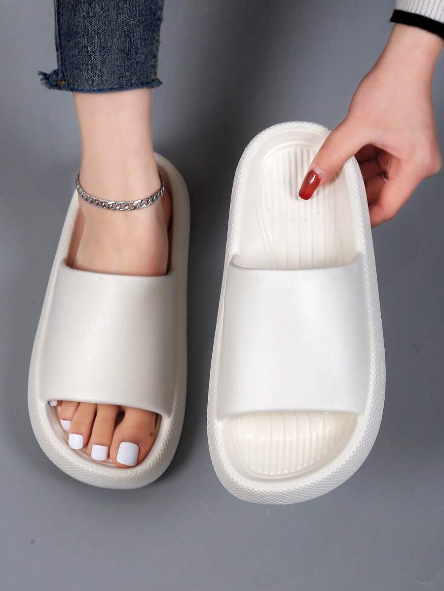 女士極簡單帶酷白色拖鞋 - 白色 - 查看 1