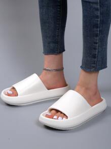 女士極簡單帶酷白色拖鞋 - 白色 - 查看 2
