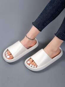 女士極簡單帶酷白色拖鞋 - 白色 - 查看 4