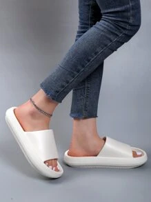 女士極簡單帶酷白色拖鞋 - 白色 - 查看 5