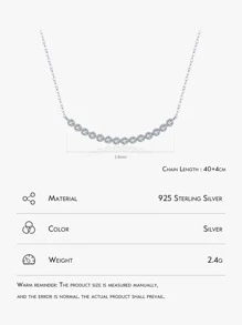 Cubic Zirconia Decor Silver Necklace - Silver - View 3