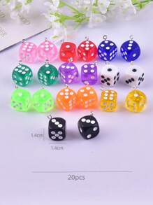 20入組/套樹脂骰子設計DIY首飾配件 - 彩色 - 查看 3