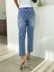 DAZY Mèo Whisker Quần legging thẳng - Rửa trung bình - Xem 2