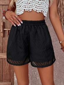 SHEIN Holidaya 素色彈性腰帶短褲