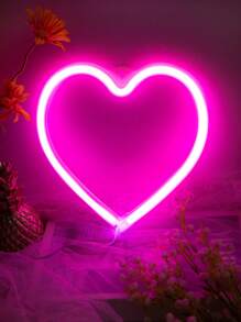 1 szt. Neon w kształcie serca LOVE z haczykiem, zasilanie przez USB i baterię Neon w kształcie miłości, odpowiedni do stołu, sypialni dziewczynki, ściany, przyjęcia, dekoracji ślubnych, urodzin, prezentu na walentynki - Różowy - Zobacz 4