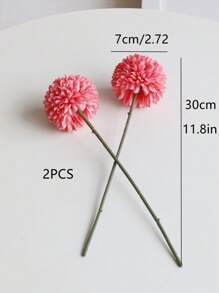 2 cái/5 cái Hoa cúc hình cầu nhân tạo bằng lụa trang trí, thích hợp cho đám cưới, nhà, bếp, vườn, tiệc - Hồng - Xem 5