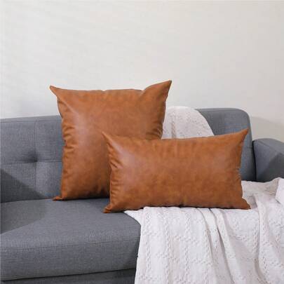 1 件/2 件无填充垫套，棕色沙发靠垫套，家居装饰