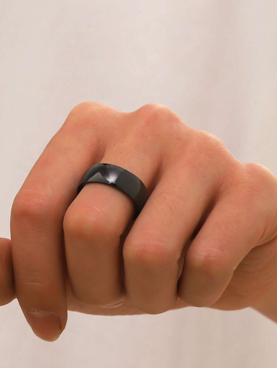 Nhẫn nam tối giản - Màu Đen Súng - Xem 1