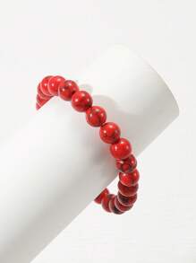 極簡串珠手鏈 - 紅色 - 查看 3