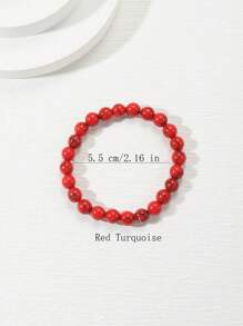 極簡串珠手鏈 - 紅色 - 查看 4