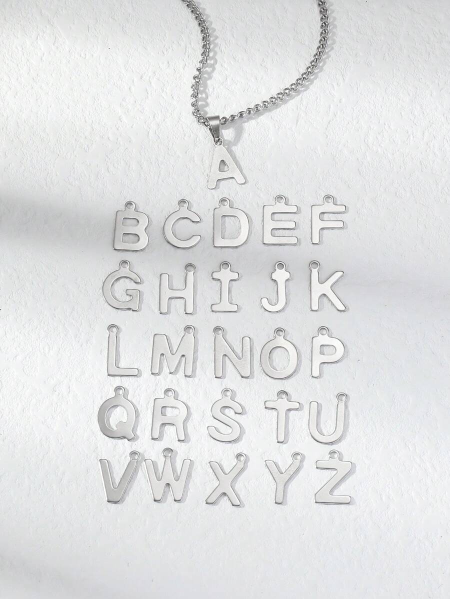 Mặt dây chuyền chữ cái - Bạc - Xem 1