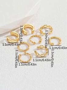 8pcs Chain Design Ear Cuff Copper Jewelry - Yellow Gold - View 4