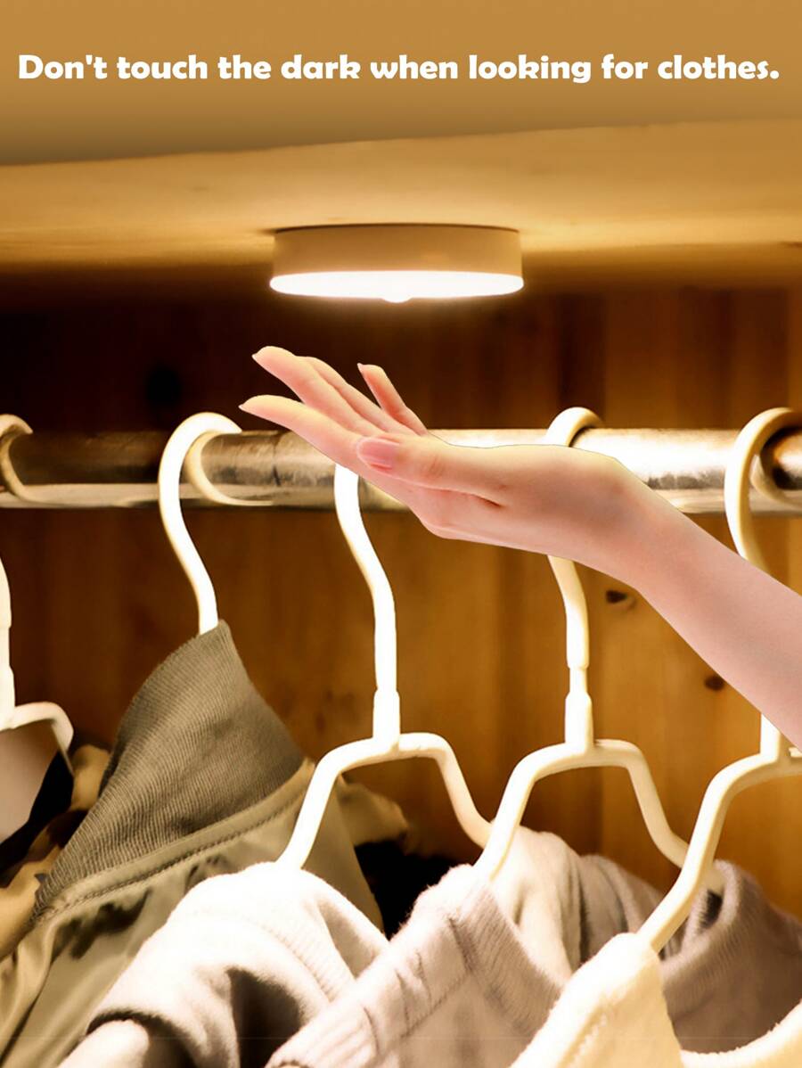 1入組觸摸式可調光吊燈簡約圓形塑料家用櫥櫃燈 - 黃色 - 查看 1