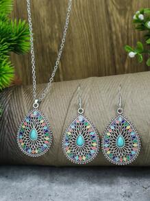 TopHanqi Bộ 3 Bông tai & Vòng cổ Phong cách Kỳ nghỉ Bohemian Nhiều màu sắc Vintage dành cho Nữ - Nhiều màu - Xem 9