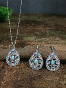 TopHanqi Bộ 3 Bông tai & Vòng cổ Phong cách Kỳ nghỉ Bohemian Nhiều màu sắc Vintage dành cho Nữ - Nhiều màu - Xem 6