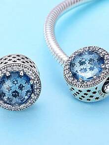 Phụ kiện trang sức tự làm bằng bạc trang trí bằng đá khối Zirconia - Bạc - Xem 3