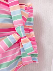 Đứa bé gái Viền Ruffle Áo thun & Sọc Nếp gấp cao eo Quần short - Màu Hồng Tươi - Xem 6