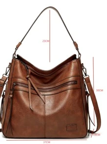 Bolsas de Luxo de Grande Capacidade, Bolsa de Ombro de Cor Sólida Versátil, Bolsa Debaixo do Braço de Couro Sintético com Zíper, Bolsa Tote Estilosa, Bolsa Transversal Vintage Mensageira, Bolsa da Moda, Presente Perfeito para Mãe, Bolsa de Escritório e Casual para Mulheres, Perfeita para Escritório, Negócios e Trabalho, Bolsa Inspirada no Estilo Retrô para Mulheres