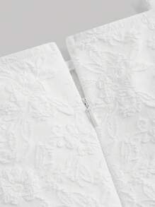 SHEIN MOD Lace Up Front Puff Sleeve Dress - White - View 4