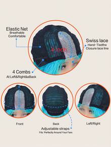 4*1 Lace Front Long Curly Synthetic Wig - Green - View 6