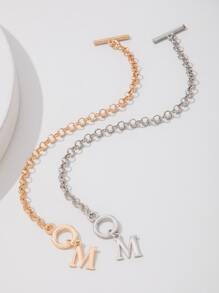 Pulsera con letra M para mujer, de moda y sencilla, paquete de 2 para regalo de fiesta - Multicolor - Ver 3