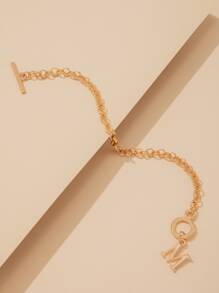 1 pieza Estilosa y sencilla pulsera con detalle de letra "M" para regalo de fiesta para mujeres - Amarillo Oro - Ver 3