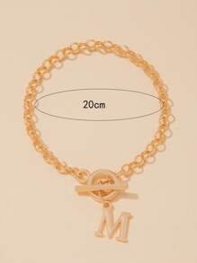 1 pieza Estilosa y sencilla pulsera con detalle de letra "M" para regalo de fiesta para mujeres - Amarillo Oro - Ver 5