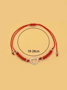 12pcs Heart & Beaded Decor Bracelet Valentines,Mom,Mother,Mother's Day,Gift - Multicolor - View 5