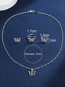 4pcs Hollow Out Butterfly Decor Jewelry Set - Silver - View 6