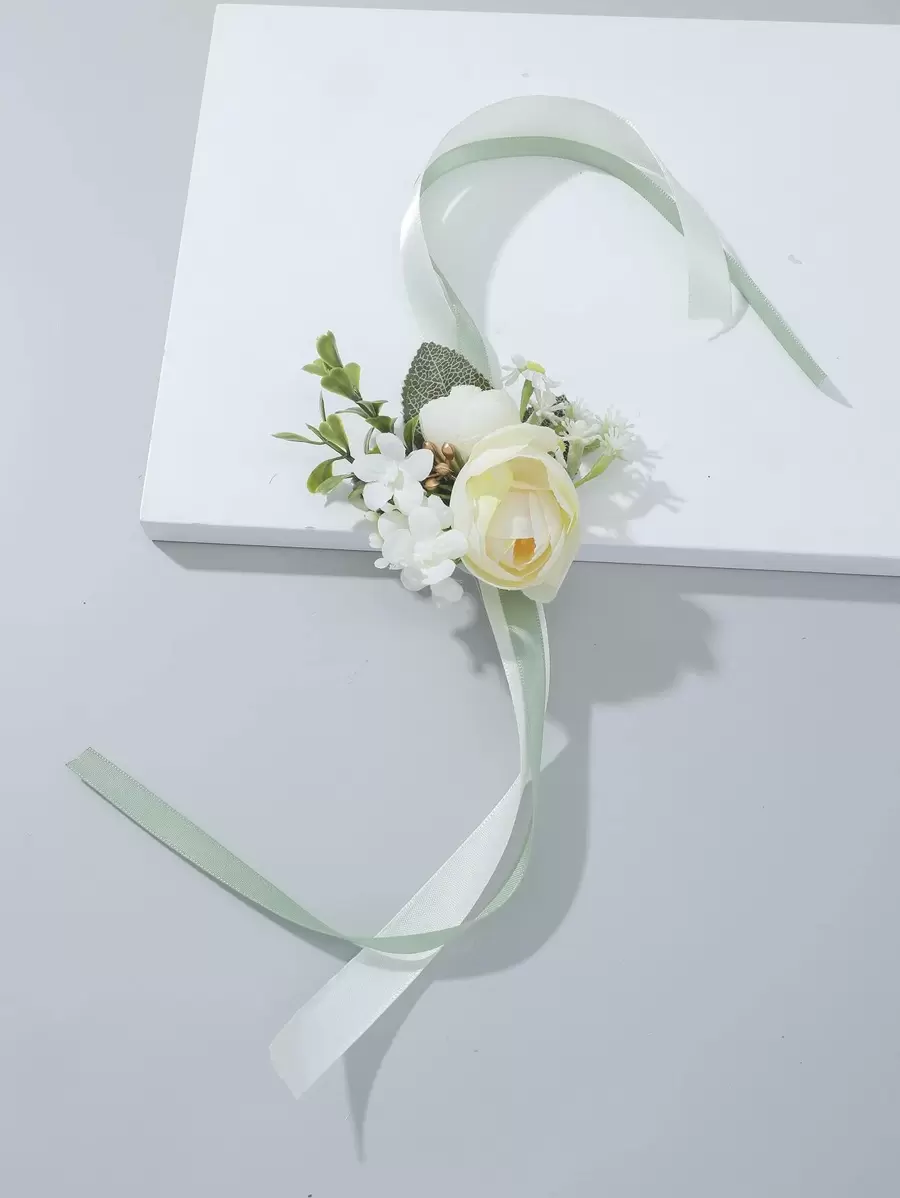 Flower Decor Wrist Corsage - Multicolor - View 1