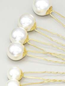 18 chiếc kẹp tóc cô dâu trang trí bằng ngọc trai giả - Vàng - Xem 5