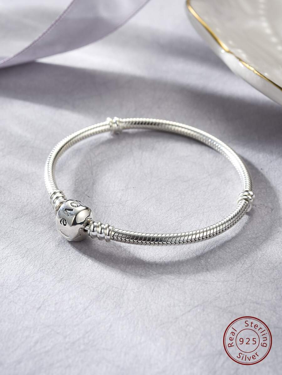 ESBERRY Bead Decor Silver Bangle - Silver - View 1