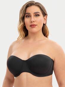 Women's Plus Size Non-Slip Underwire Strapless Bra - Black - View 4