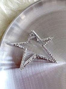 1 件装星形骷髅设计发爪街头发夹发夹发钳 - 銀色 - 查看 6