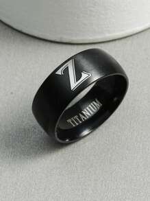 Nhẫn Chi Tiết Chữ Inox Thời Trang Cho Nam Trang Trí Hàng Ngày - màu đen - Xem 1