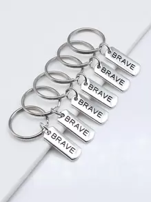 6 chiếc móc khóa hình chữ nhật chi tiết chữ cái - Màu Bạc Cổ - Xem 1