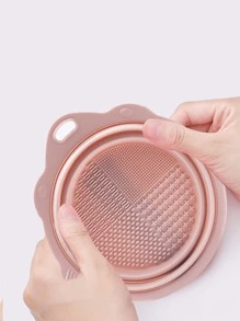 1入組化妝刷化妝工具清潔矽膠可折疊碗 - 粉色 - 查看 3