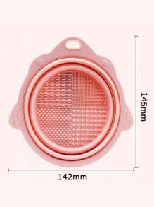 1入組化妝刷化妝工具清潔矽膠可折疊碗 - 粉色 - 查看 4