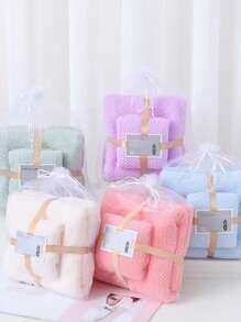 3pcs/set Solid Towel Set, Modernist Towel Set For Bathroom - Beige - View 4